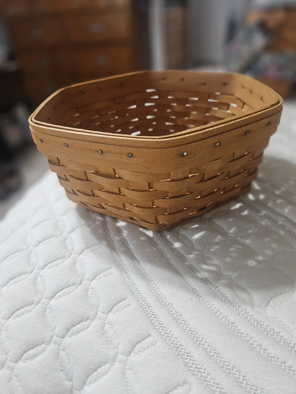 Longaberger Natural Tan Hexagonal Woven Basket